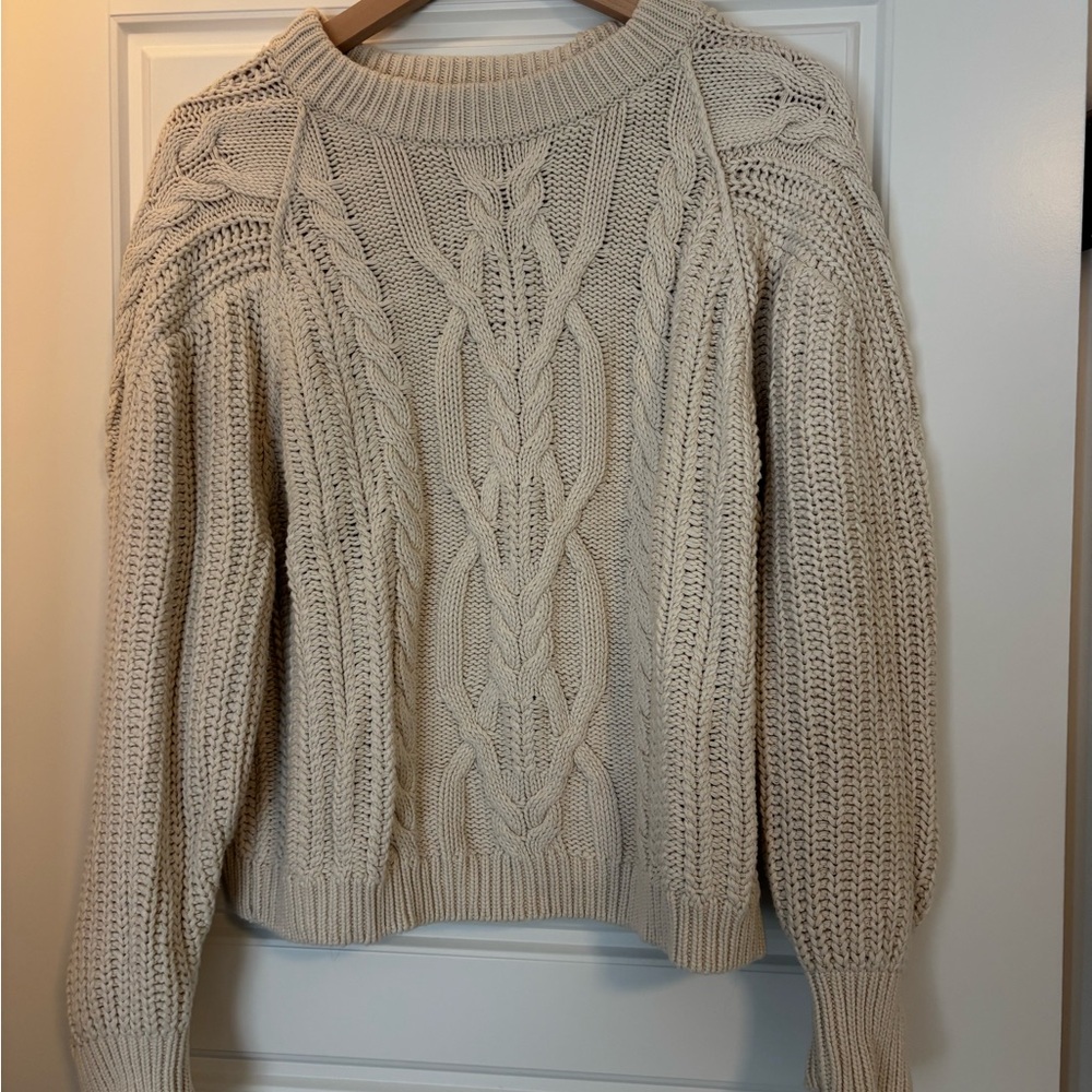 Free People Cream Cable Knit Sweater